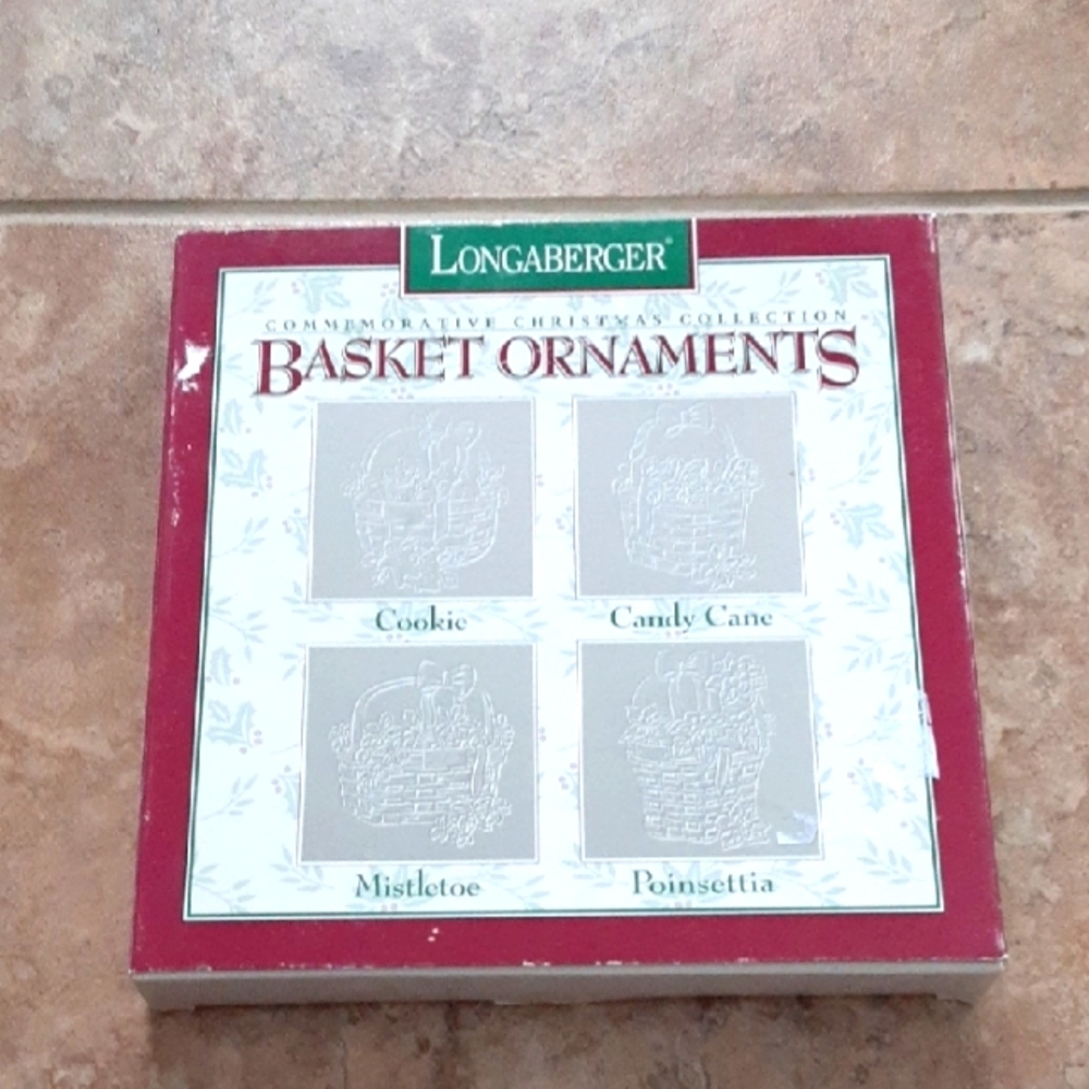 Vintage! Longaberger Silver, Basket Ornaments, Set of 4